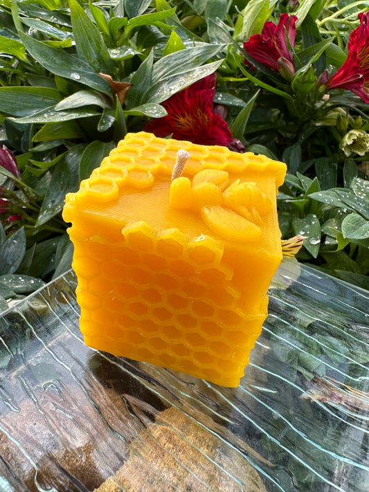 Candle medium Cube with honeycomb
